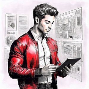 Entrepreneur utilisant une tablette ou un ordinateur pour gérer ses clients, ambiance productive et positive
