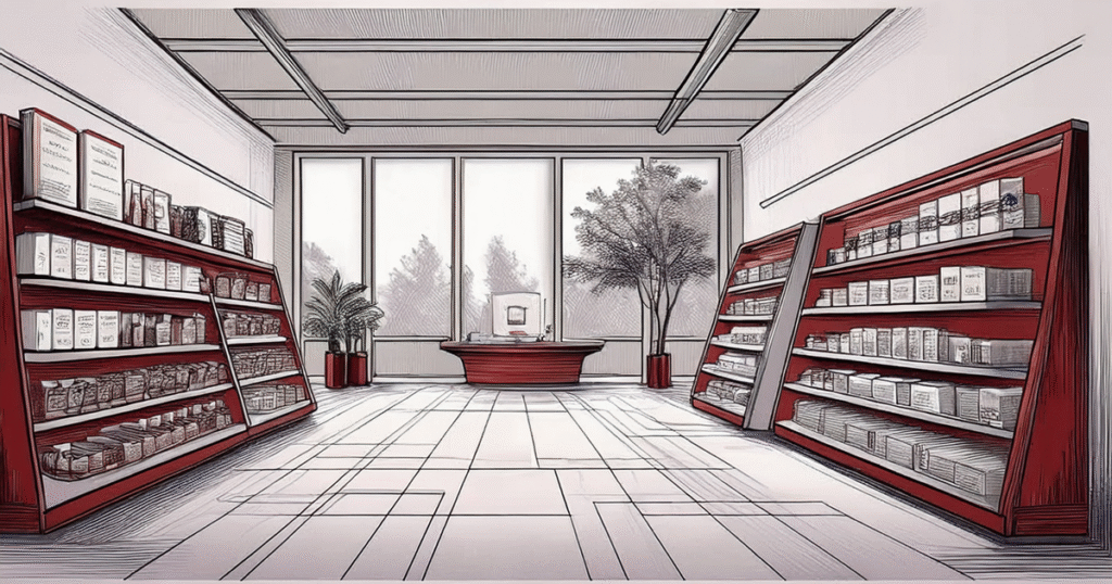Illustration du Module 3, symbolisant l'agencement d'un espace de vente.