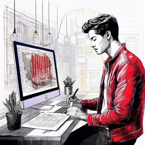 Entrepreneur travaillant son branding et sa visibilité sur ordinateur.
